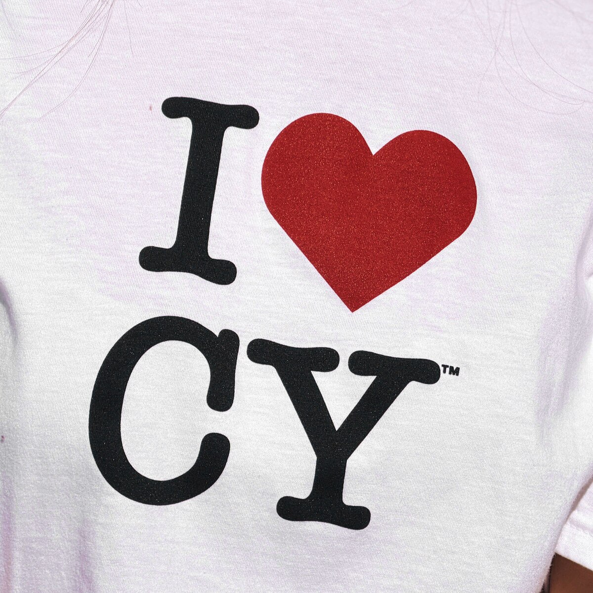 College House White I Heart Cy Short Sleeve T-shirt design close up